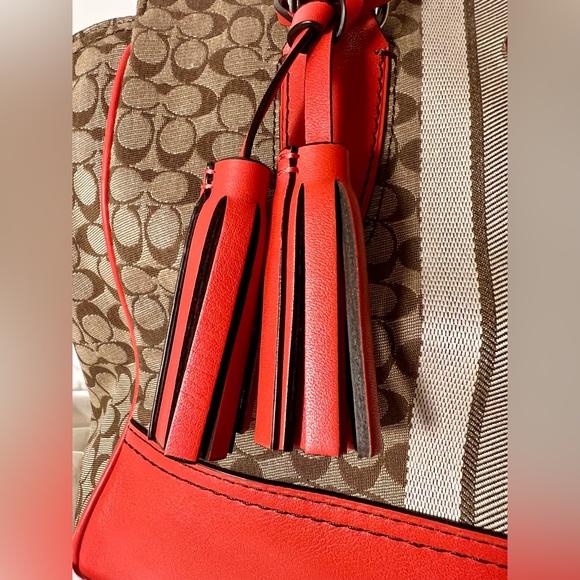 Coach Signature Legacy Stripe Canvas/ Leather Carry All Tote - Picture 4 of 10